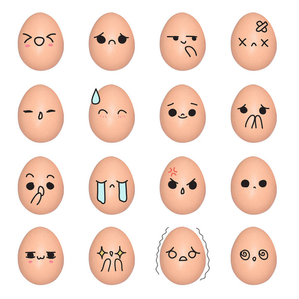 Emoticon αυγό - πρόσωπο δράση καρτούν χαριτωμένο για να σχεδιάσετε τη γραμμή - Φωτογραφία, εικόνα