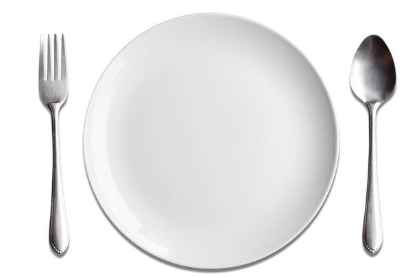 Felülnézet Fehér edény kanál villa izolátum fehér háttér - Fotó, kép
