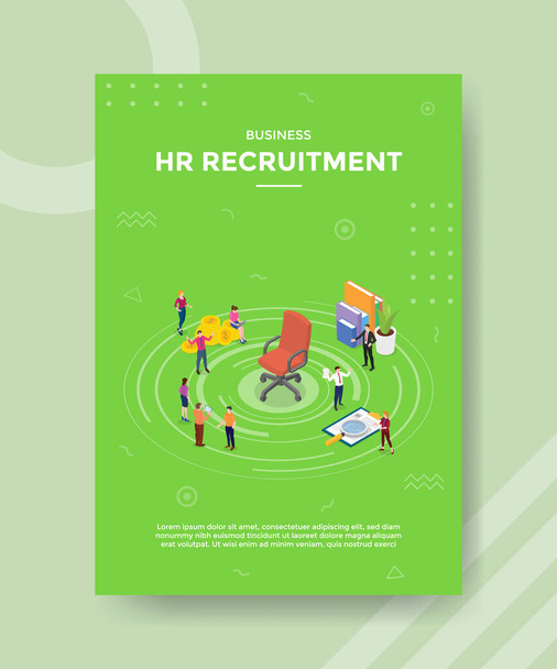hr human resources recruitment management concept voor template banner en flyer met isometrische stijl vector - Vector, afbeelding