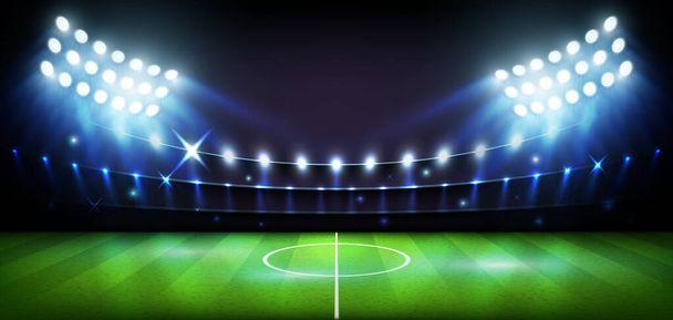 Estadio de fútbol Arena en las luces de la noche Copa del Mundo Vector ilustración - Vector, Imagen