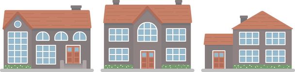 Modernes Einfamilienhaus. Außengestaltung. Haus-Symbol auf weißem Hintergrund. Flache Vektor-Illustration. - Vektor, Bild