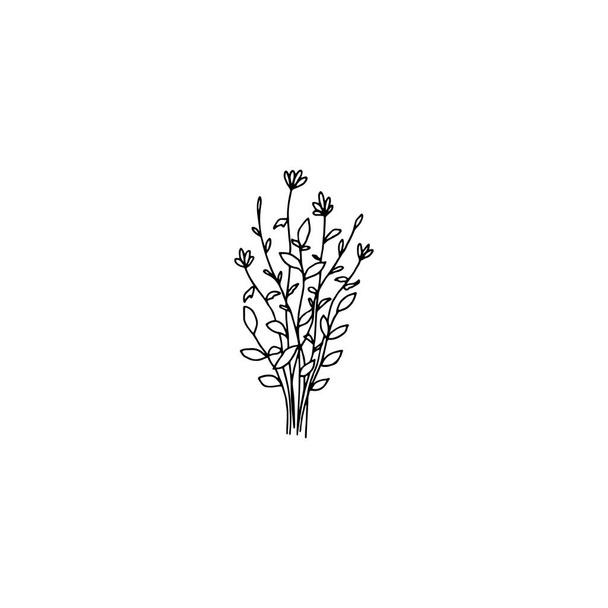 Hand drawn wildflowers bouquet. Vector simple illustration with florals. - Vektor, obrázek