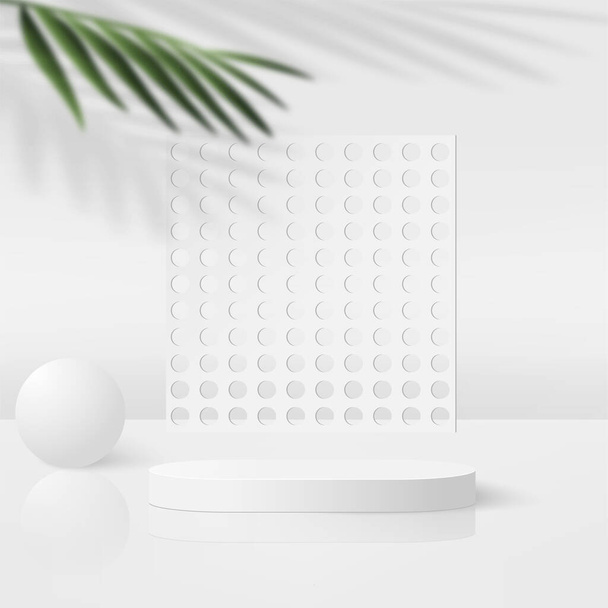 Fondo abstracto con podios geométricos en 3D de color blanco. Ilustración vectorial. - Vector, Imagen