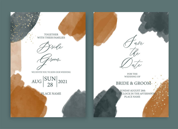Hochzeitseinladungskarte abstrakt Aquarell Stil Kollektion Design, Aquarell Textur Hintergrund, Broschüre, Einladung Vorlage. - Vektor, Bild