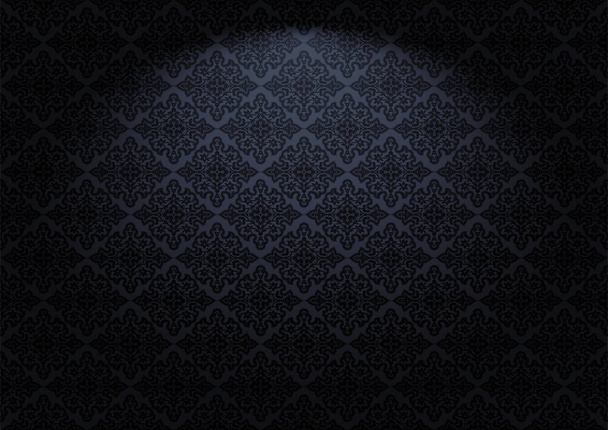 Восточный винтажный фон с индо-персидскими орнаментами. Роскошные черные обои со сценическим освещением. Векторная иллюстрация - Вектор,изображение