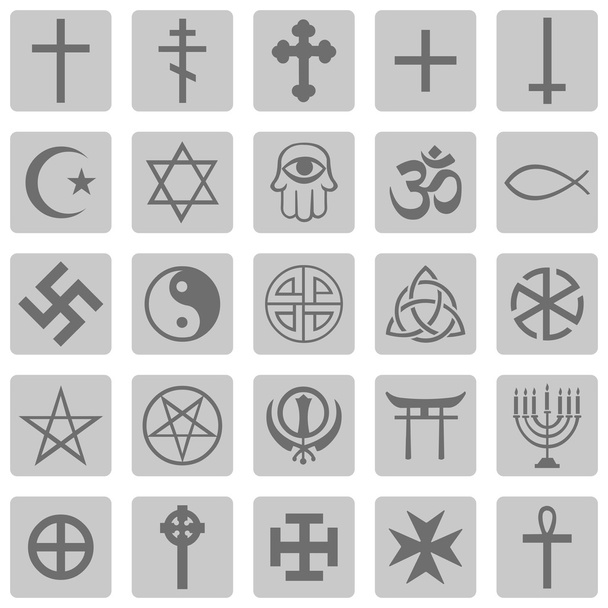 Vallási szimbólumok gyűjteménye - Vektor, kép