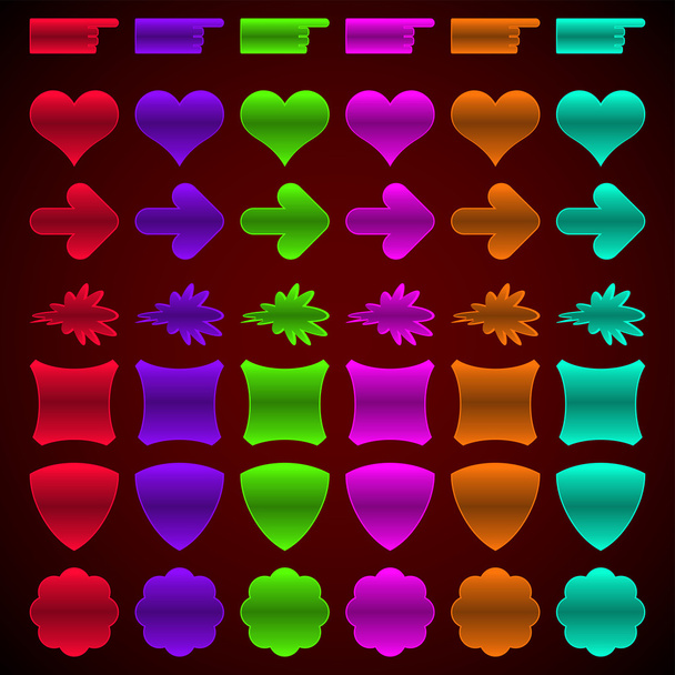 Set of colorful web buttons of different shapes. - Vecteur, image