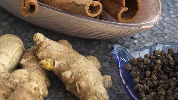 Spices like Cinnamon Clove and Ginger  - Footage, Video