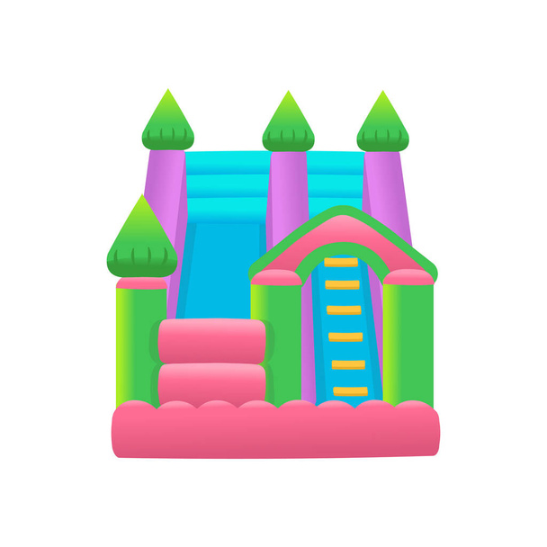 Air bouncer opblaasbare trampoline kasteel op een witte achtergrond. Amusementspark. Vectorillustratie. - Vector, afbeelding