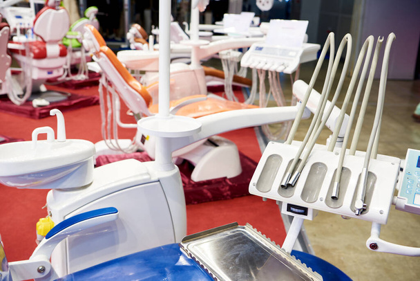 Dental chair and clinic equipment at the exhibition - Φωτογραφία, εικόνα