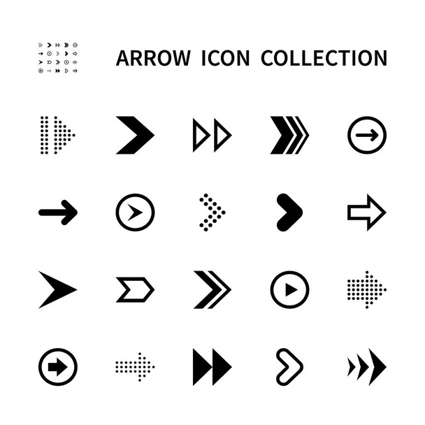 Arrows vector icons set. Arrow management. Pointers for navigation loading web buttons arrows for web design and more. Collection of black arrows for web sites icon on white background. - Vettoriali, immagini
