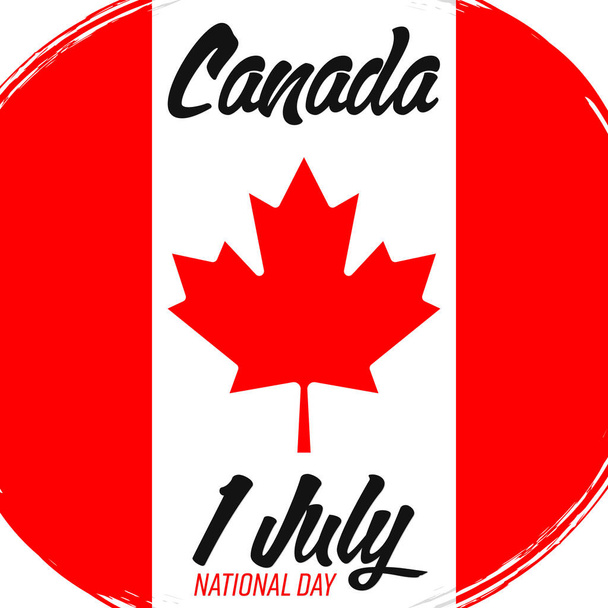 1 июля Национальный день Канады. Канадский флаг, баннер с гранж-кистью.  - Вектор,изображение