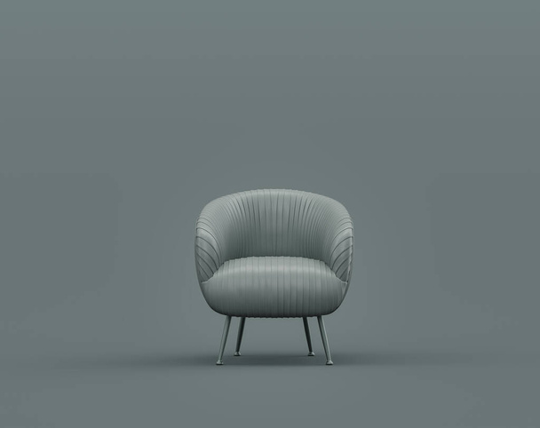 Одномісне крісло в однотонному тьмяно-сірому інтер'єрі кімнати, одинарний сірий колір, 3d рендеринг, фон рамки зображення
 - Фото, зображення