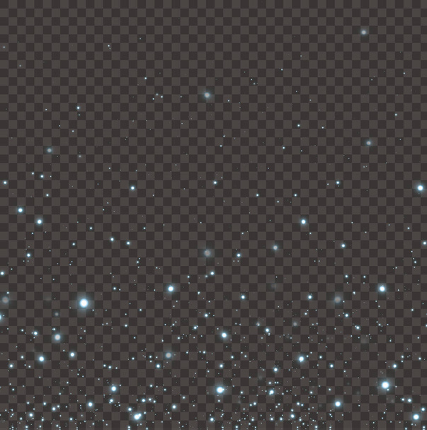 Świecące gwiazdy przelatują nad nocnym niebem pośród - Wektor, obraz