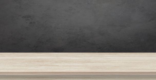 Gran mesa de madera maciza clara, fondo oscuro - Ilustración vectorial - Vector, Imagen