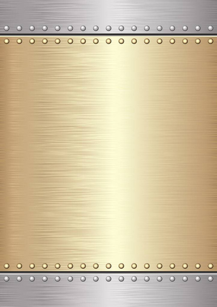 金色と灰色のメタリックの背景。ブラシメタル - ベクター画像