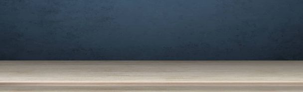 ソリッドライトウッド、ダークブルーの背景で作られた大きなテーブルトップ-ベクトルイラスト - ベクター画像