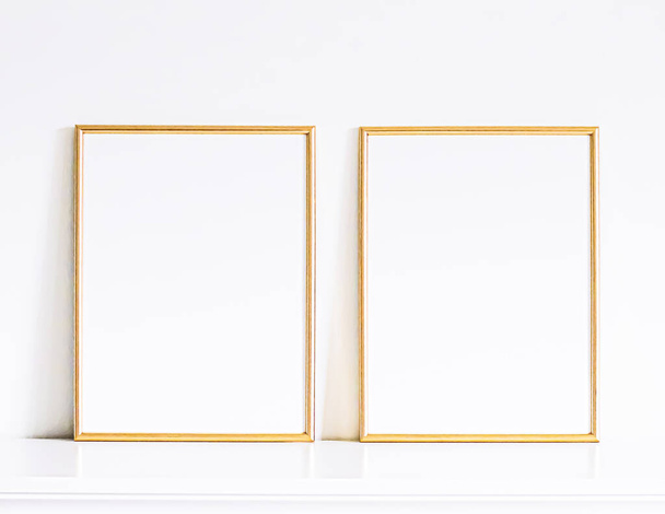 Golden frame on white furniture, luxury home decor and design for mockup, poster print and printable art, online shop showcase - Photo, Image