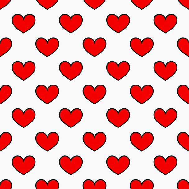 Red hearts seamless pattern. Vector illustration. - Vector, Image