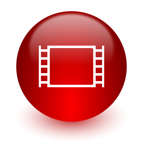 movie red computer icon on white background - Photo, Image