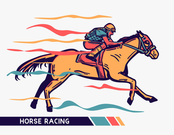 ilustración vectorial hombre carreras de caballos con movimiento color vector ilustraciones - Vector, Imagen