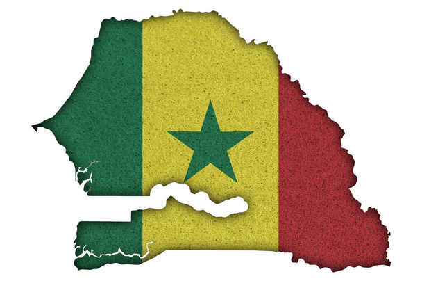 Mapa y bandera de Senegal en fieltro - Foto, imagen