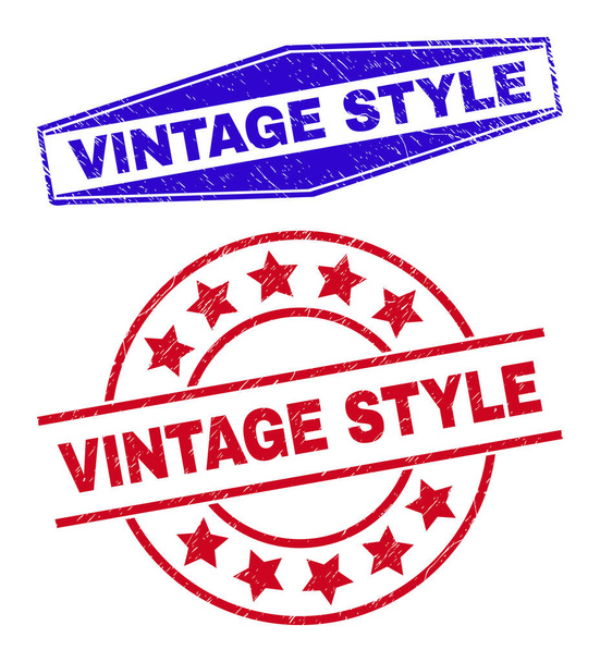 VINTAGE STYLE Distress Seals in Circle and Hexagon Forms - Vector, Image
