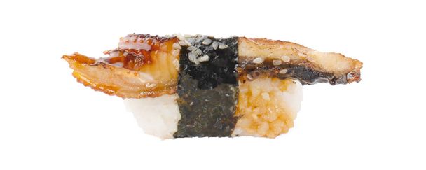 Delicious Unagi Eel Nigiri Sushi (Eel Sushi) on white background - Фото, изображение