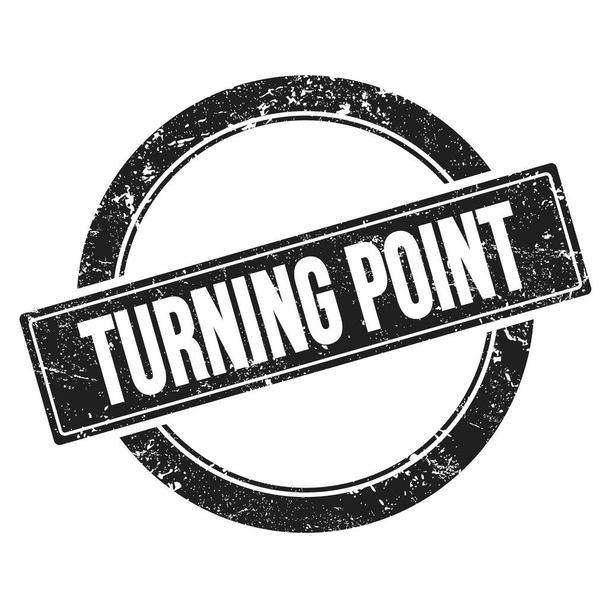 Turning Point text on black grungy round vintage切手. - 写真・画像