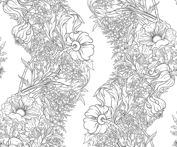 Floral Seamless pattern, background with In art nouveau - Vektör, Görsel