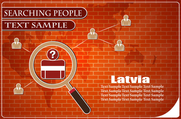 Icona in cerca di persone fatte con la bandiera della Lettonia, illustrazione vettoriale - Vettoriali, immagini