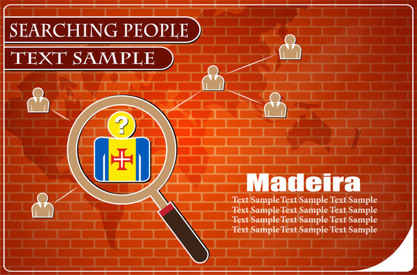 Εικονίδιο σε αναζήτηση ανθρώπων από τη σημαία της Μαδέρας, διανυσματική απεικόνιση - Διάνυσμα, εικόνα