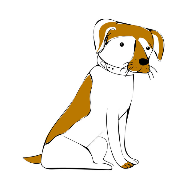 Trauriger Hund wartet auf sein Herrchen und langweilt sich. Cartoon Vektor Illustration isoliert auf weißem Hintergrund. - Vektor, Bild