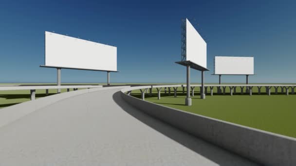 3d representación de la imagen de la valla publicitaria al lado de la carretera. - Metraje, vídeo