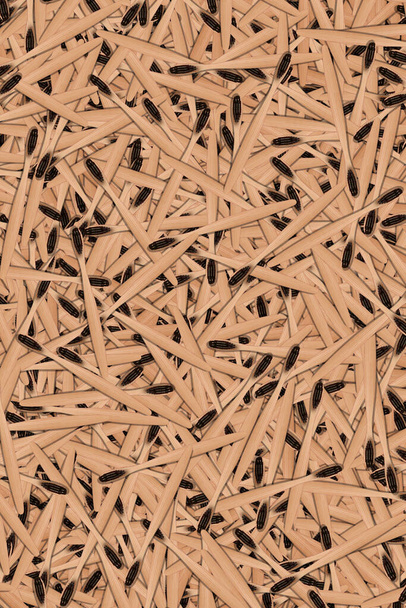 Textura de cepillos de dientes de madera con cerdas negras - Foto, Imagen
