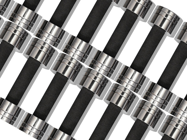 texture chrome dumbbells with black handle - Photo, Image