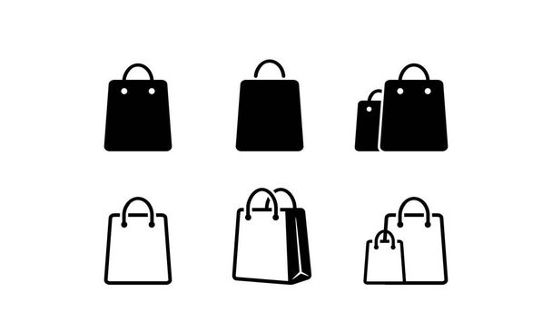 ショッピングバッグのアイコンセット。エコペーパーバッグコレクション。ハンドバッグのアイコン。市場とショッピングシンボル。隔離された白い背景のベクトル。EPS 10 - ベクター画像