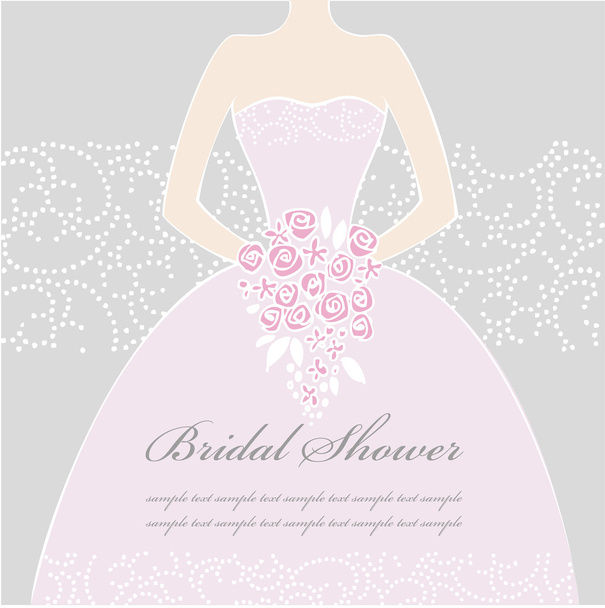 Wedding dress doodle for Wedding invitations or announcements - Vector, imagen