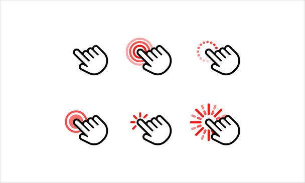 Hand and arrow computer mouse cursor pointer icons set. Waiting, loading. Target clicks, arrow icons. Pointer icon. Cursor badge. Mouse click cursor collection. Vector. EPS 10. - Vector, Image