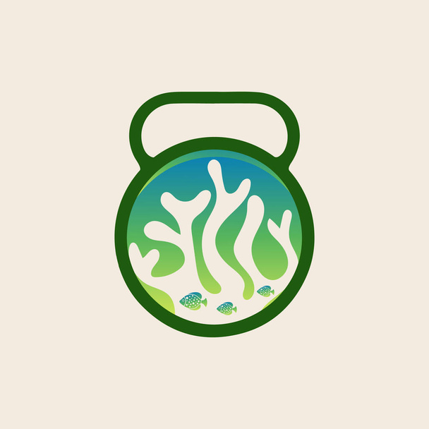 екологічний та освітній морський парк з гантелі та фітнес-іконкою Векторний дизайн логотипу
. - Вектор, зображення