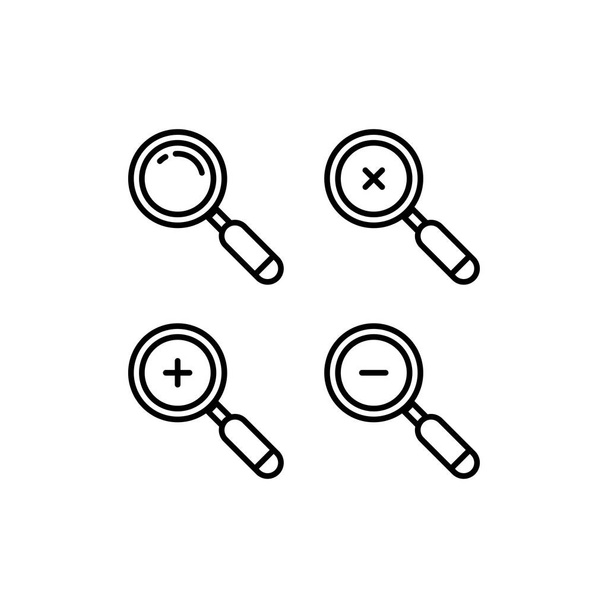 Magnifying glass line icon set. Increase and decrease. Transparency. Search Icon. Vector EPS 10. Isolated on white background. - Vector, Image