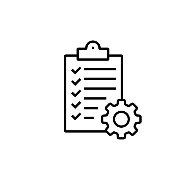 Clipboard with gear isolated icon. Technical support check list icon. Management flat icon concept. Software development. Vector illustration. - Vector, Image