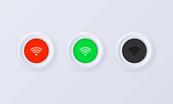 Набір піктограм сигналу Wi-Fi. Wi-Fi кнопка, знак, значок у 3d стилі. Бездротове з'єднання. Вектор EPS 10. Ізольовані на білому тлі
. - Вектор, зображення