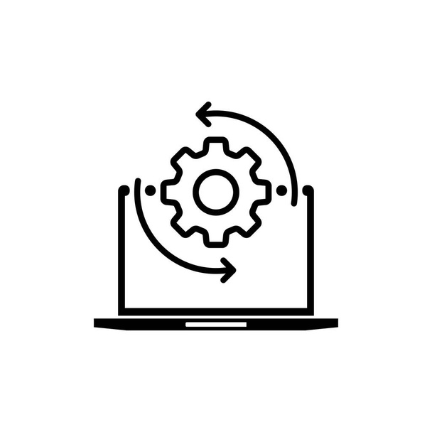 Monitor and gears icon. Adjusting app, setting options, maintenance, repair, fixing monitor concepts. IT support, software development, system administration, desktop upgrade and update Vector EPS 10. - Vector, Image
