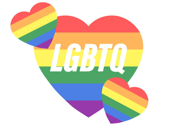 LGBTの虹の旗で心。LGBTの旗。性的マイノリティー、ゲイ、レズビアン、トランスジェンダーの人々の祭り。バナーやポスターのデザイン。ベクターイラスト - ベクター画像