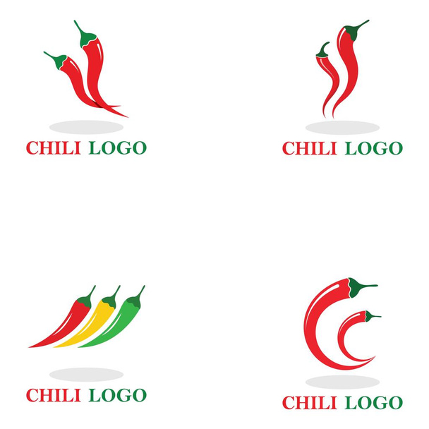  Impostare peperoncino hot symbol e logo vettoriale icona  - Vettoriali, immagini