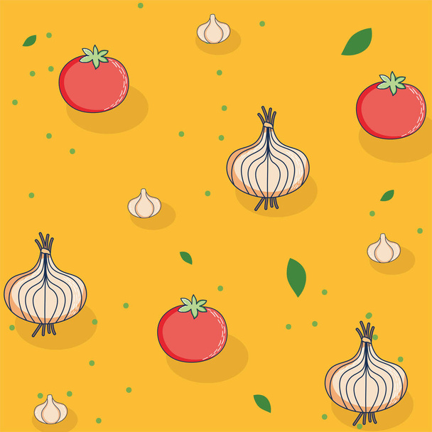 motif oignons et tomates - Vecteur, image