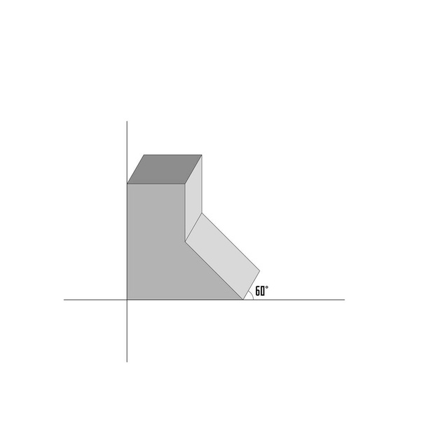 Desenho técnico: exemplo de (sessenta graus) perspectiva cavalier - Vetor, Imagem