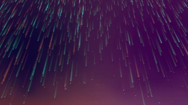 Abstracte vallende sterren en lichten op prachtige paarse achtergrond, naadloze lus. Beweging. Sterrenval in de ruimte. - Video