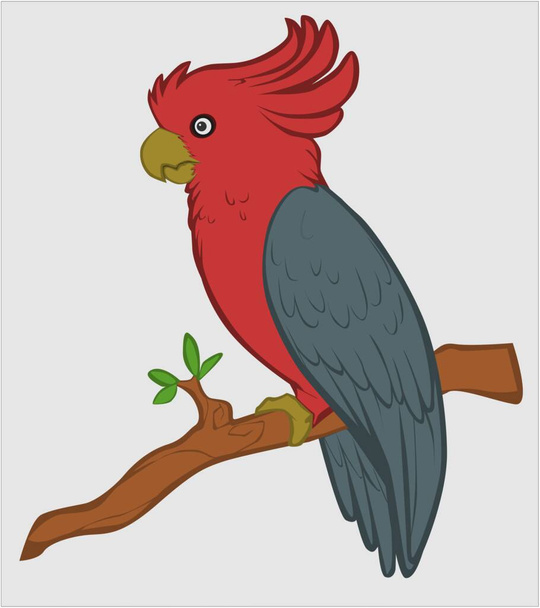 illustratie van een rode en blauwe papegaai op een tak - Vector, afbeelding